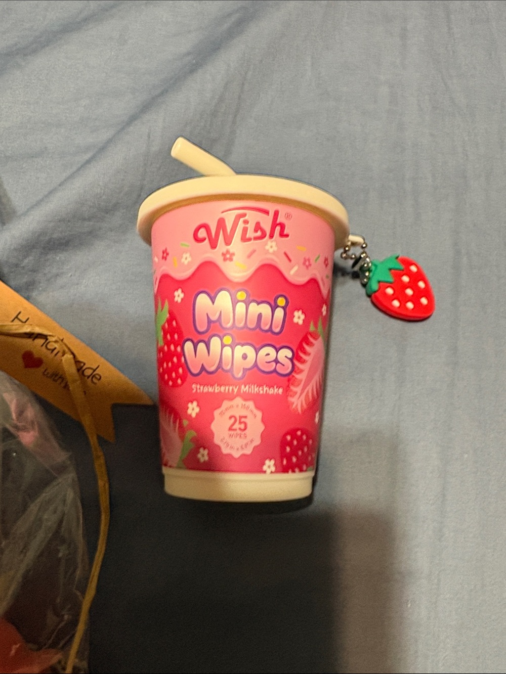 Strawberry Keychain Charm with bracelet and 3 strawberry mini goat milk soaps - Picture 17 of 17